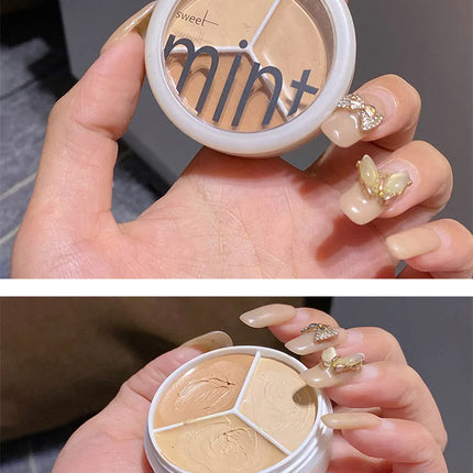 3-Color Concealer Palette Cream Texture Covers Acne Marks Dark Circles Multifunction Face Makeup Lasting Brighten Face Cosmetics