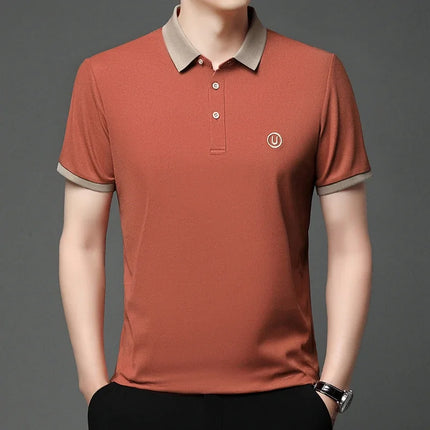 2024 Men's New Embroidered Cotton Business Casual Short Sleeve POLO Shirt Fashion Short Sleeve Comfortable and Breathable Top