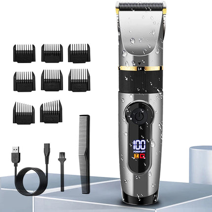 Professional Hair Clipper Rechargeable Electric Trimmer For Men Beard Kids Barber Cutting Machine Haircut LED Screen Waterproof
