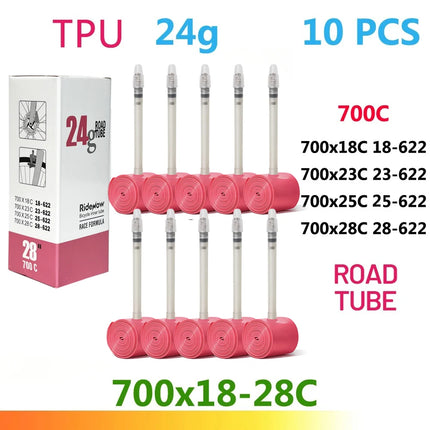 RideNow TPU Road Bicycle Inner MTB Tube 700x25C Tire Gravel Bike Accessories 29x1.5 1.9 Tires Patch Kit 24 36 45g Ride Now Tubes