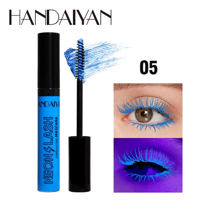 Fluorescence Mascara Waterproof No Blooming Fast Dry Colorful Neon Eyelashes Curling Yellow Blue Lengthens Eye Lashes Cosmetics