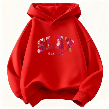 Y2k Slay All Day Letter Printed Kids Hoodie Children's Sweatshirt Hoody for Boys Girls Casual Hoodies Hip Hop Clothes
