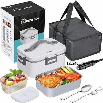 1.8L Food Heater 3 in1 Portable Leakproof Heated Lunch Box 75W  Electric Lunch Box for Car Office with Insulated Carry Bag