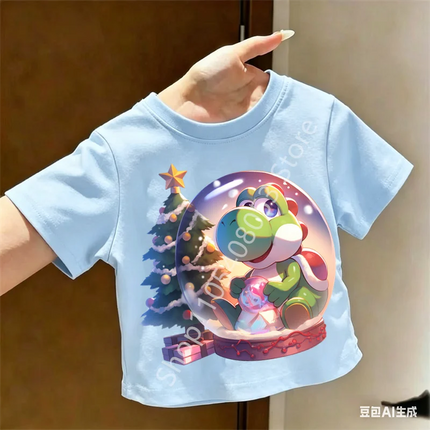 Super Marios T-shirt for Children Cartoon Anime Clothes Round Collar Clothing Short Sleeve Kid Summer Tee Top