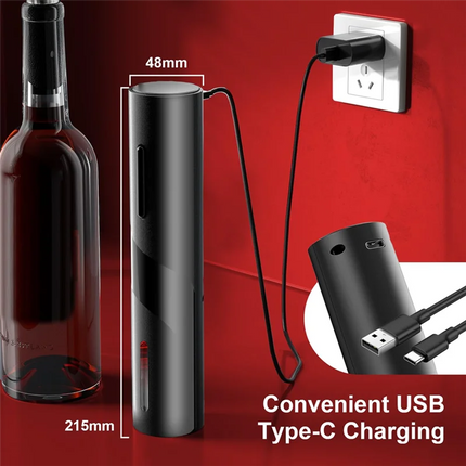 A63M-Electric Wine Opener: Automatic Wine Bottle Opener With Foil Cutter, Wine Pourer, Vacuum Stopper,For Home Kitchen Bar