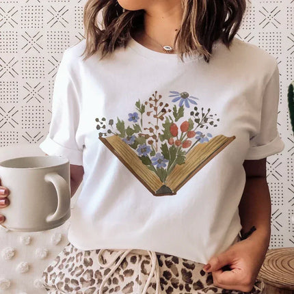 Books Cats Tarot Vintage Tee Fashion T-shirts New Women Summer Tshirt Top Lady Print Female Clothes Short Sleeve Graphic T-Shirt
