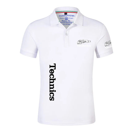 2025 Summer Men's Technics DJ Logo Print Popular High-Quality Lapel Collar Design Solid Color Comfortable Breathable Polo Shirt