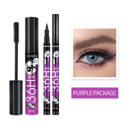 Curly Mascara Eyeliner set Thick Slender Waterproof 4D Fiber Mascara Makeup Tools Sweatproof False Lash Effect Mascara