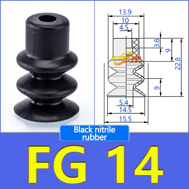 5Pcs FG Series Corrugated vacuum suction cup Imported silicone and nitrile rubber materials FG-3/7/9/12/14