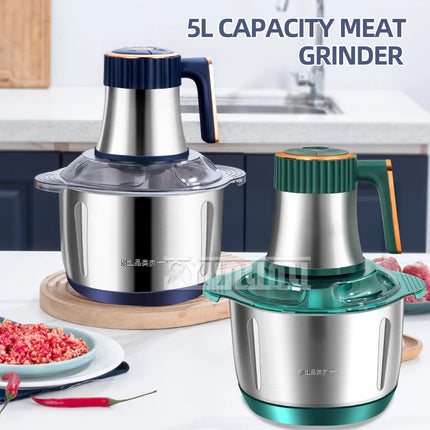5L Electric Meat Grinder Stainless Steel Meat Cutting Grinding Machine Multifunctional Food Crusher