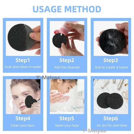 10/20/50PCS Black Round Facial Sponges Compressed Facial Cleansing Pad Natural Facial Cleansing Sponges Pads Exfoliating Sponges