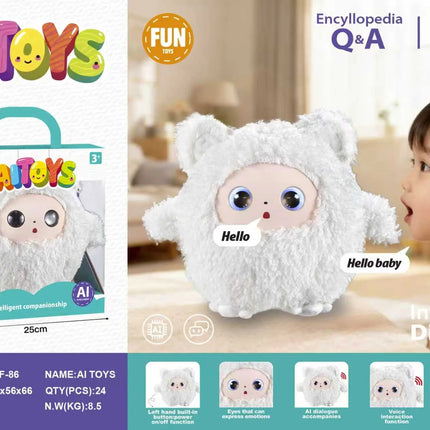 AITOYS Cute AI Interactive Rabbit Plush Doll Multilingual Voice Chat Electronic Pet Toy For Kids Aged 3+ Home Companion Play