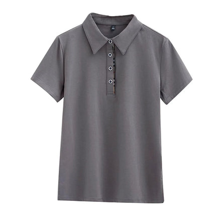 Korean version pure cotton short sleeved t-shirt women's summer new high-end fashion casual slim fit sports polo shirt collar to