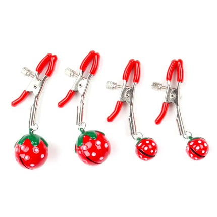 Strawberry Bell Nipple Clamps Metal Nipple Clamps Nipple Stimulator Female Clitoral Masturbator Adult Toys Couples Sex Toys BDSM