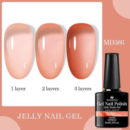 8ml Jelly Milky White Gel Nail Polish Translucent Pure Color UV Gel Polish Semi Permanent Soak Off Varnish Manicure Nail Art DIY