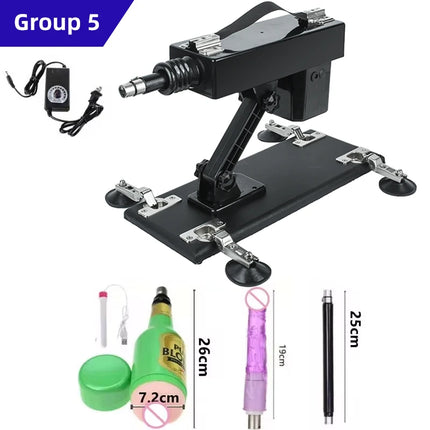 Automatic Hand-Free Sex Machine for Women with 3XLR Dildos Attachments Telescopic Masturbation Toy with Suction Cups for Men