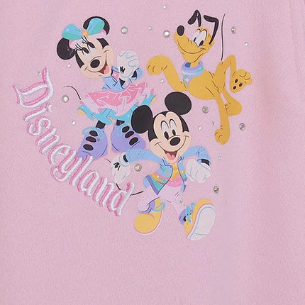 Disney Pink Disneyland Letter Embroidery Cartoon Mickey Minnie Cute Print Sweatshirt Zipper Women Jumper Fleece Pullover Unisex
