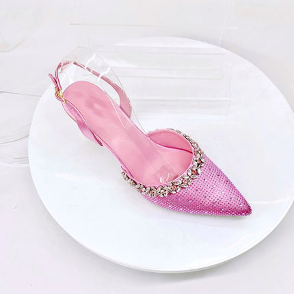 Insightlink Lady High Heels Crystals Shoes and Bag Set Rhinestone Handbag with Sandals for Wedding Gems Clutch Purse with Shoes