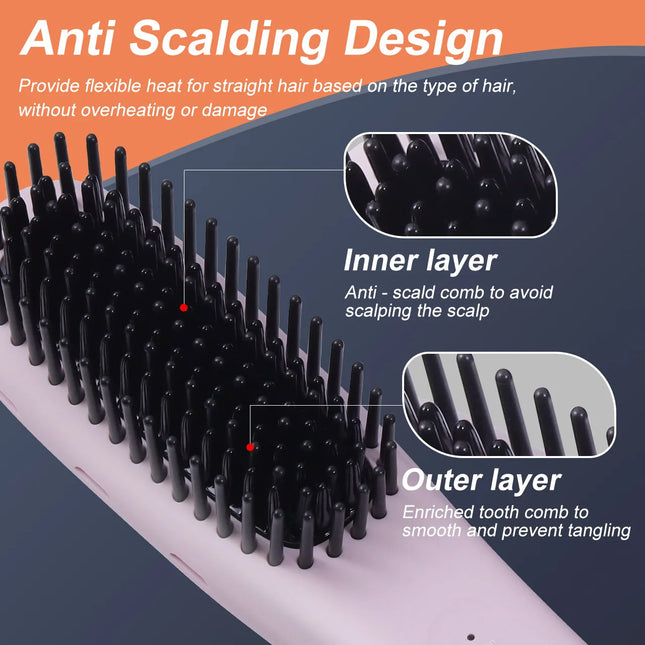Hatteker Ionic Straightening Comb Portable Home Use Negative Ion Multi-temperature Adjustable Straightener New Model Hair Styling Tool