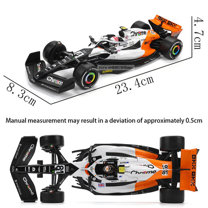 CCA MSZ 1:24 White Monaco version McLaren F1 2023 MCL60 4# Lando Norris 81# Oscar Piastri alloy car model toy series collection