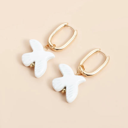 Peace Dove Drop Earrings Necklace Bracelet for Women Exquisite Bird Irregular Crystal Beaded Pendant Necklace Versatile Jewelry