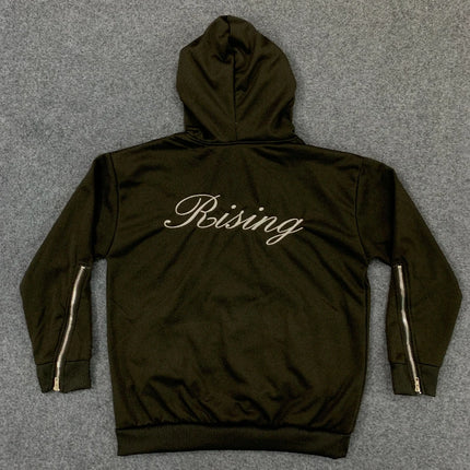 Rivet Decorated Multi Zipper Cardigan Streetwear Punk Gothic 2000s Long Sleeve Casual Coat Asymmetric Aesthetics Masked Hoodies