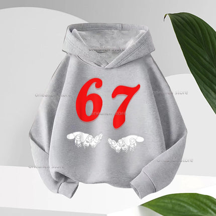 Long Sleeve Graphic Funny 67 Cute Children's Hoodies Hooded Sweatshirt Casual Fashion Novelty Fleece Boy Girl Kid Warm Pullover