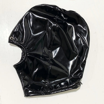 Fetish Cosplay Mask Soft Glossy Leather Full Cover Hood with Zipper Anime Halloween Party Costume Props Stage Performance Mask