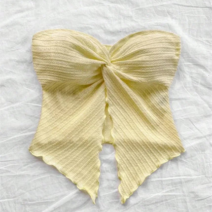 Twist Knot Cropped Tube Top for Women Summer Y2K Clothes Sexy Off the Shoulder Slit Crop Top
