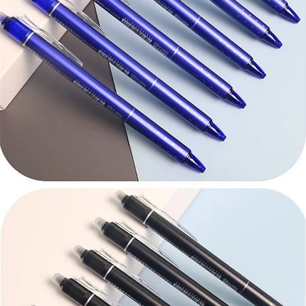 0.5mm Retractable Erasable Gel Pens Set with Refills Black Blue Gel Ink Built-in Eraser Office Supplies Exam Stationery Kit