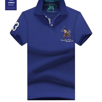 Men's Solid Summer Polo Shirt Plus Size Casual Short Sleeve Lapel Button Shirt with Embroidery - Purple, Red, White - 5XL, 6XL