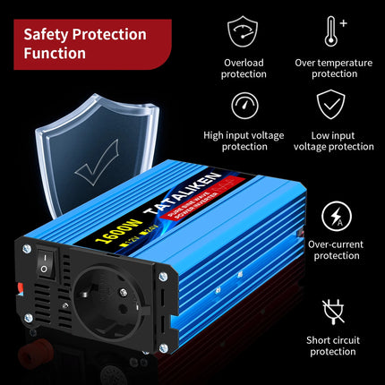 Pure Sine Wave Inverter 1000W-4000W DC 12V and 24V to AC 220V 50hz Power Inverter Charger  Adapter Universal Socket