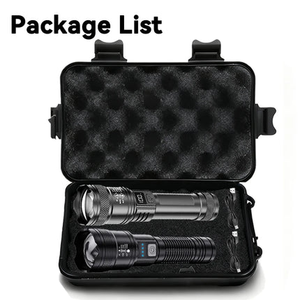 High Strong Power Led Flashlights 2000LM Tactical Torch with Display Light USB Charging Camping Fishing Emergency Zoom Lantern