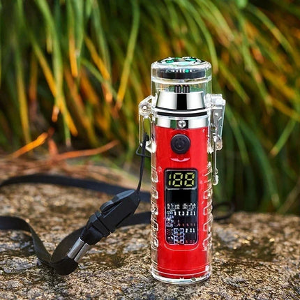 Waterproof Outdoor Camping Compass Dual Arc Type-C Plasma USB Electric Lighter Multi-Function Flashlight Survival Ignition Tool