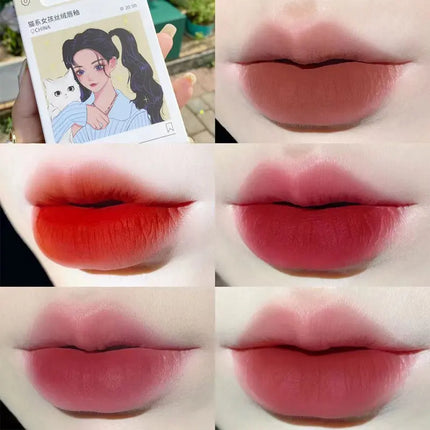 5PCS/set Lipstick Matte Water Light Lip Glaze Cigarette Case Non-stick Cup Long Lasting Lip Gloss Korea Lips Makeup Cosmetic