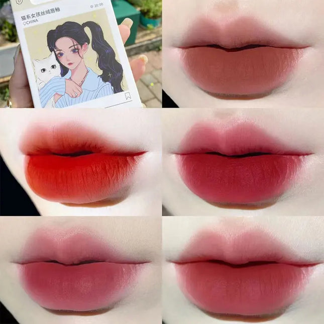 5PCS/set Lipstick Matte Water Light Lip Glaze Cigarette Case Non-stick Cup Long Lasting Lip Gloss Korea Lips Makeup Cosmetic
