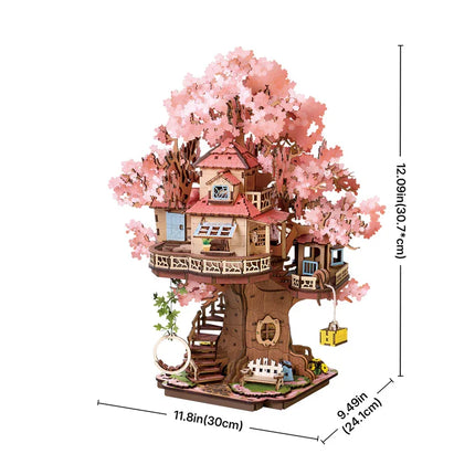Robotime Sakura Tree House 3D Puzzles DIY Model Building Toy Wooden Craft Kits Hobby for Adult Brain Teaser Gift