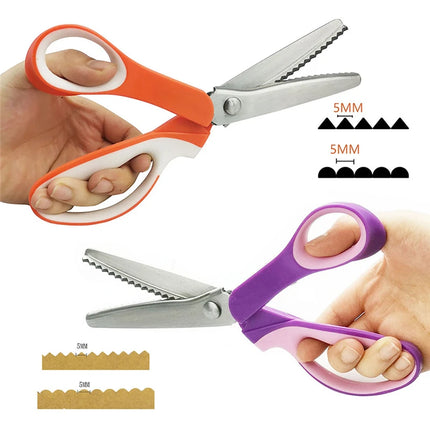 Chisel Pinking Shears Cloth Cutting Tailor Zigzag Scissors Fabrics for Sewing Clothes Zig Zag Leather Stationery Cutter Paper