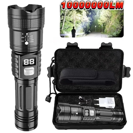 High Power LED Flashlights USB Rechargeable Hand Light with Built-in Battery Super Bright Torch for Outdoor Emergency Camping