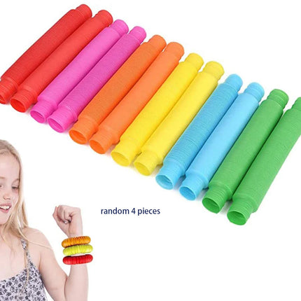 4 Pack Mini Tube Sensory Fidget Toy Colorful Heavy-Duty  for Construction Building Educational Toys for Stress Autism ADHD