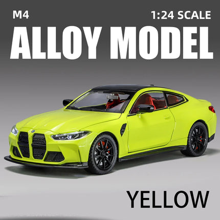 1:24 Scale M4 Sedan Car Vehicle Model Alloy Toys Boys Pull Back Diecast Metal Gift Sound Light Collect Premium Kids Auto  One Pi