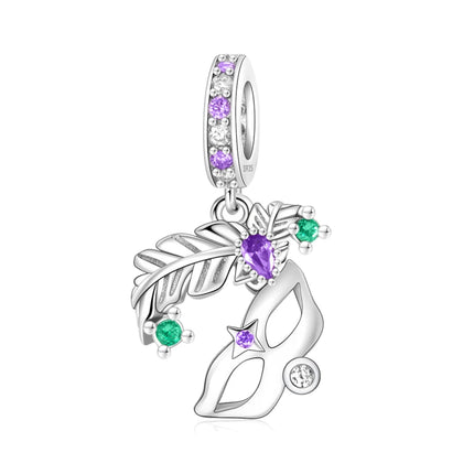 Purple Series 925 Sterling Silver Lily of the Valley Rose Mermaid Witch Hat Charm Fit DIY Bracelet Necklace Charming Gifts