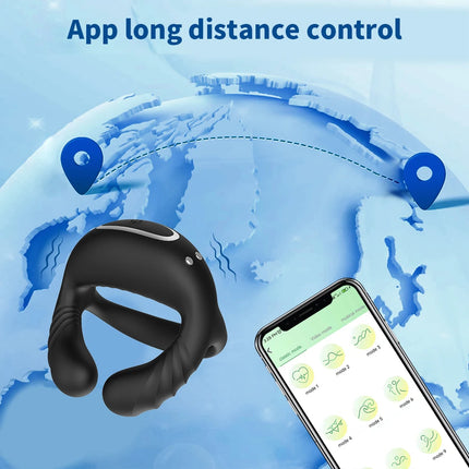 App Control Vibrator Penis Perineum for Men Silicone Cock Rings Testicle Trainer Scrotum Stimulator Massager Cockring Adult Toy
