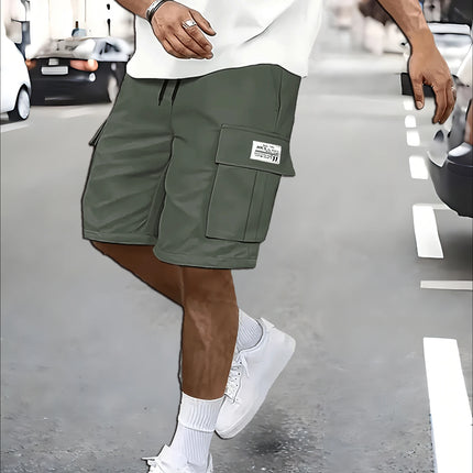 Men's work shorts; summer comfort; multi-pocket; outdoor leisure sport beach pants; elastic waistband