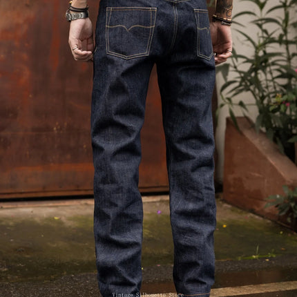 Red Tornado 12.5oz Slim Straight Fit Selvedge Denim Jeans WWII Era Inspired Classic Men's Five Pocket Pants