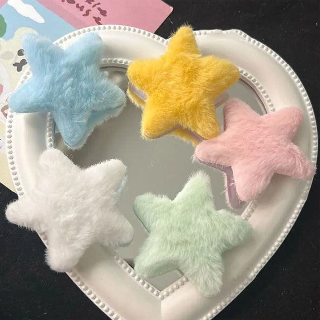 Fluffy Fur Multicolour Star Key Ring Pom Pom Starfish Plush Doll Stars Plush Keyring Soft Fluffy Stars Backpack Pendant