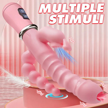 Rabbit Vibrator for Women G Spot Clit Stimulator Dildo Tongue Licking Vagin Nipple Massager Male Anal Butt Plug Adult Sex Toys