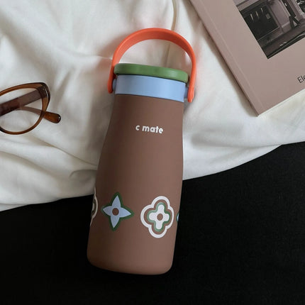600ML Ceramic Inner Insualted Water Bottle Vaccum Thermos Bottle With Tea Infuser And Straw Portable Outdoor Thermal Tumbler