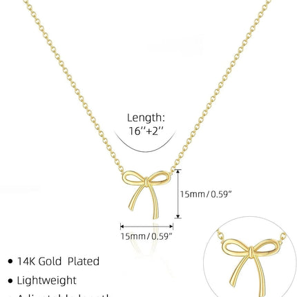 Gold Necklace for Women Bow Necklace Gold Silver Plated Necklace Cute Bow Pendant Choker Chain Necklaces for Women Jewelry Gift