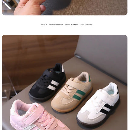 PU Leather Sport Shoes For Children Soft-soled Waterproof Girl's Sneakers Ergonomics Anti-slippery Toddler Shoes For Kids